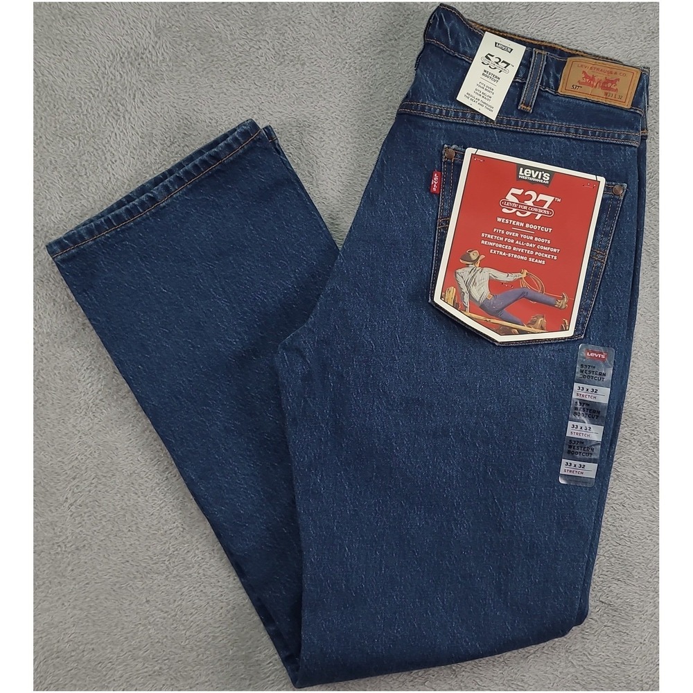 Levis 537 Western Bootcut Jeans Mens 33x32 Blue Stretch Denim New NWT